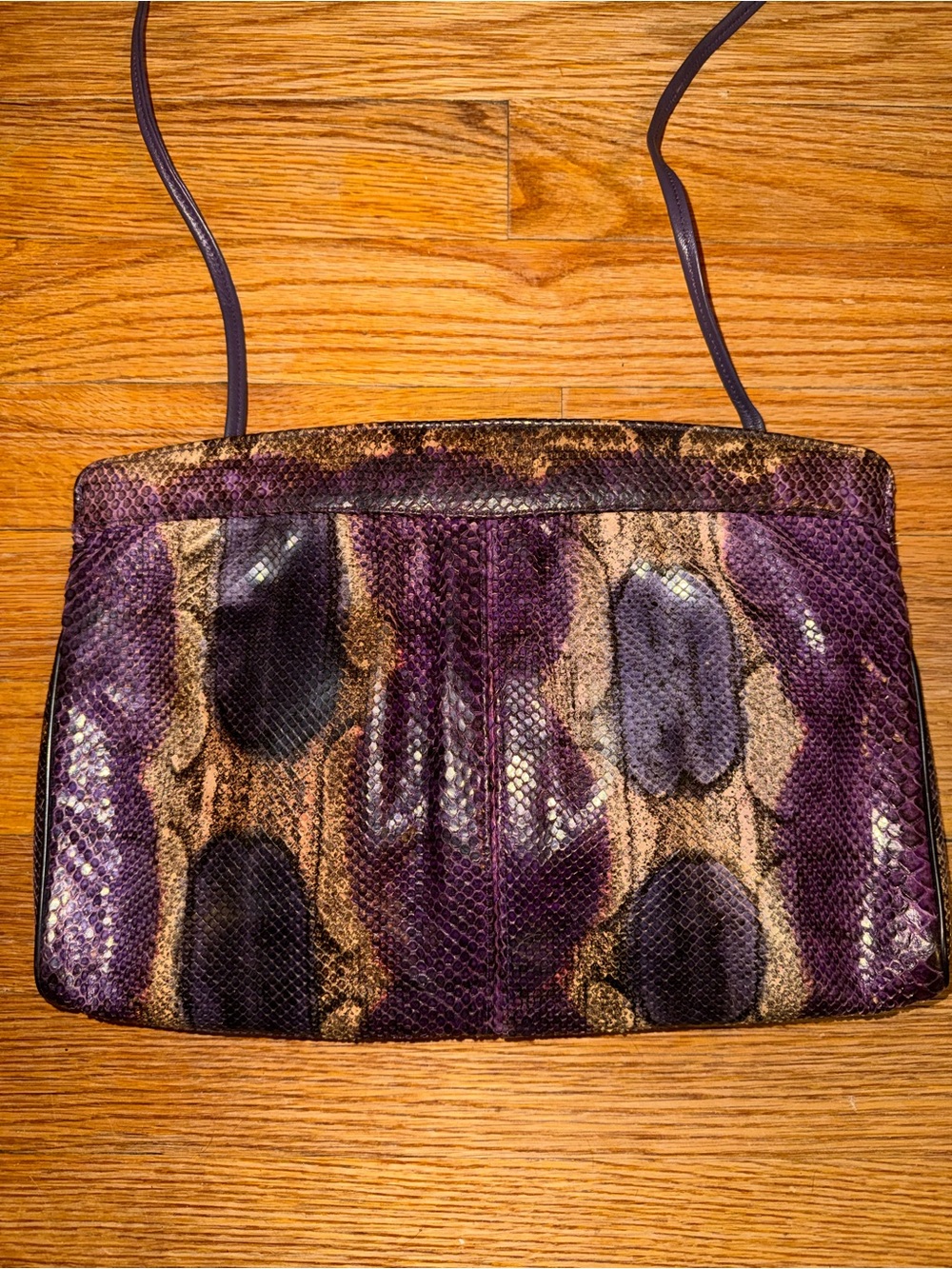 EUC Vintage Bags by Varon purple snakeskin clutch shoulder bag - Picture 3 of 10